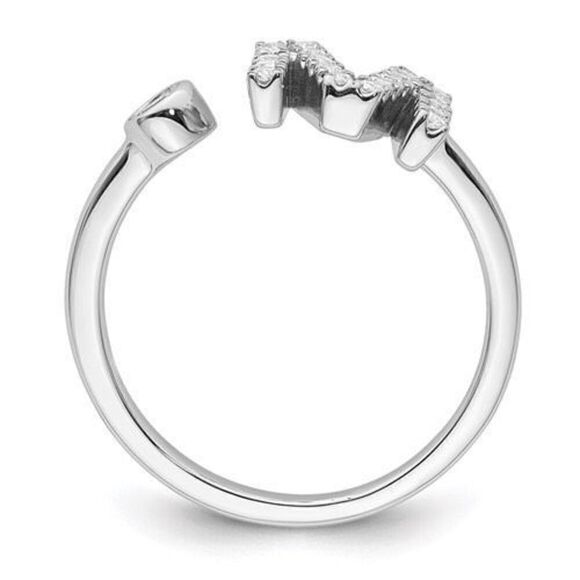 14K White Gold Lab Grown Diamond SI1/SI2, G H I, Initial M Adjustable Ring - Picture 2 of 6